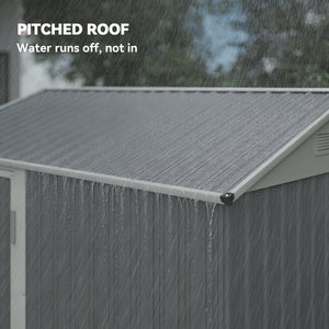 7' x 6' Tall Outdoor Storage Shed, Waterproof Metal Garden Shed with Gloves, Lockable Door, Dark Grey – view 13