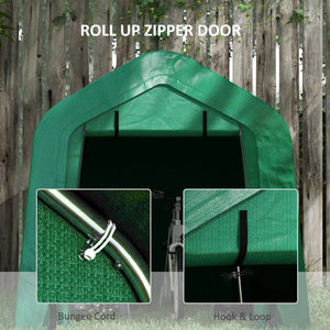 8' x 6' Carport with Sidewalls and Roll-up Door, Outdoor Storage Shelter for Motorcycle and Car, Grey – view 12