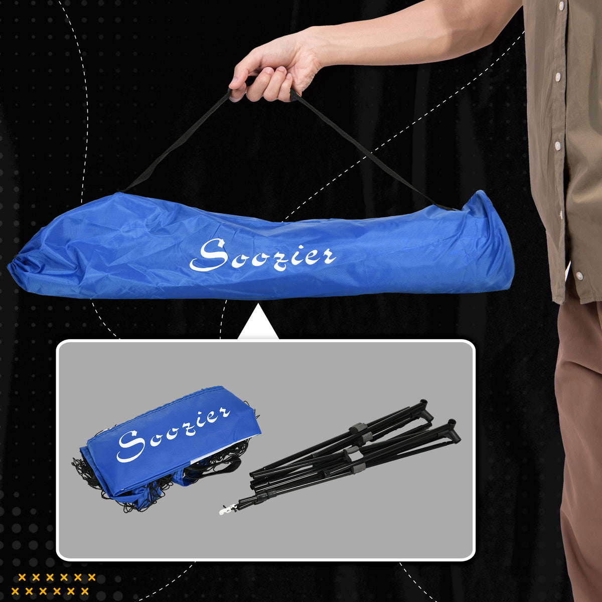Soozier 10ft Badminton Net, Height Adjustable Outdoor Sports Net with Carry Bag, for Tennis, Pickleball and Volleyball