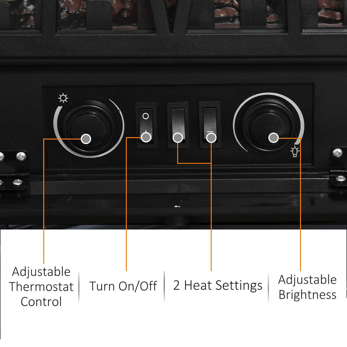 Free Stand Electric Fireplace Stove Heater with Adjustable LED Flame Effect and Front Door, 750W/1500W, Black