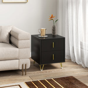 Bedside Table, Modern Nightstand with 2 Drawers, Side End Table with Metal Legs for Living Room, Bedroom – view 13