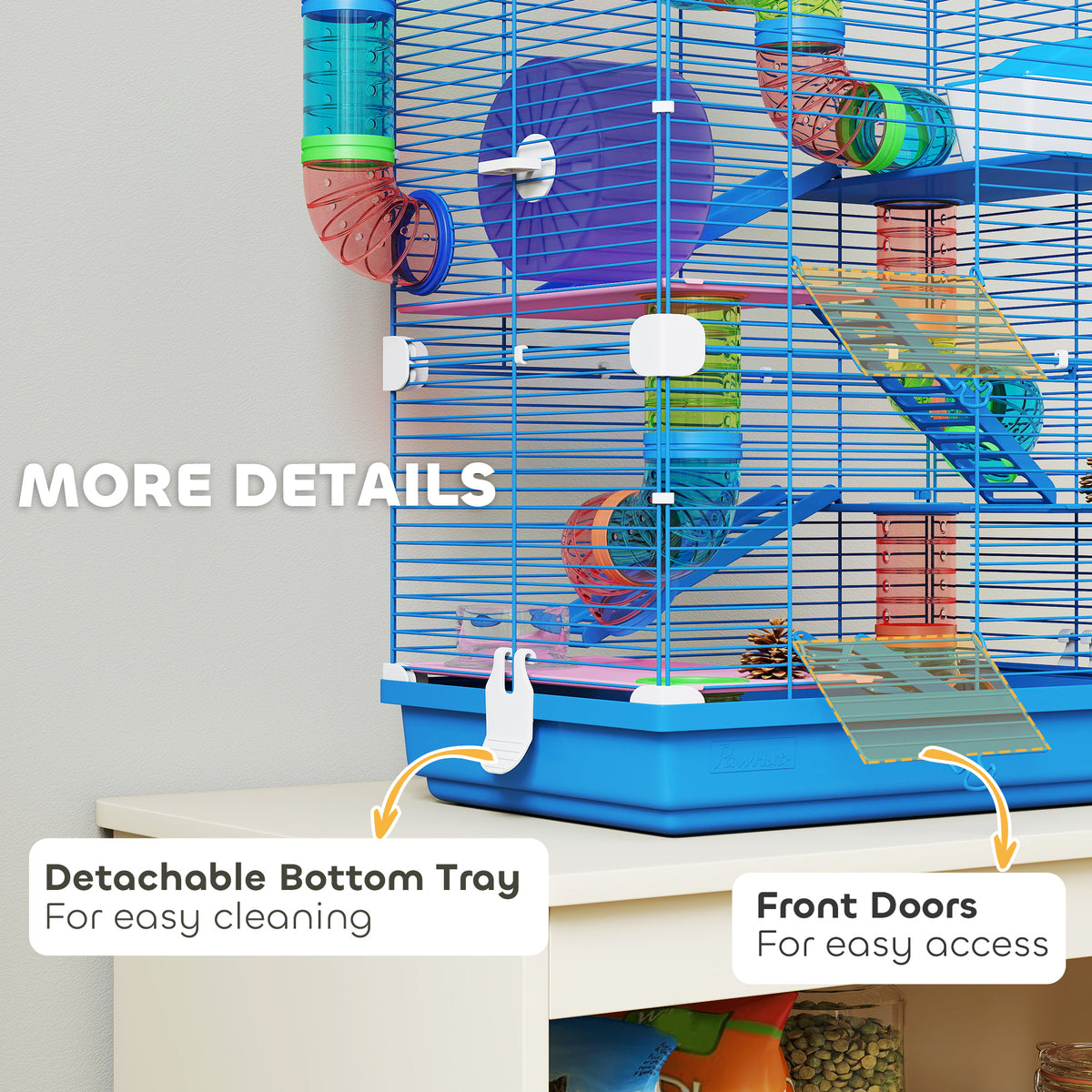 5 Tiers Hamster Cage Portable with Exercise Wheels Play Tube Water Bottle Dishes House Ladder for Gerbils – view 13