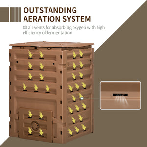 Compost Bin, Garden Composter with 80 Vents and 2 Doors, 120 Gallon (450L), Brown – view 4