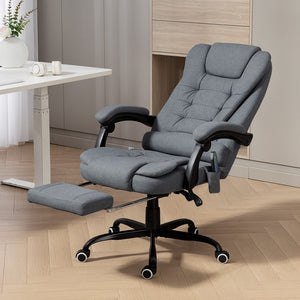 7-Point Vibrating Massage Chair, Reclining Office Chair with Footrest, Reclining Back, Adjustable Height, Grey