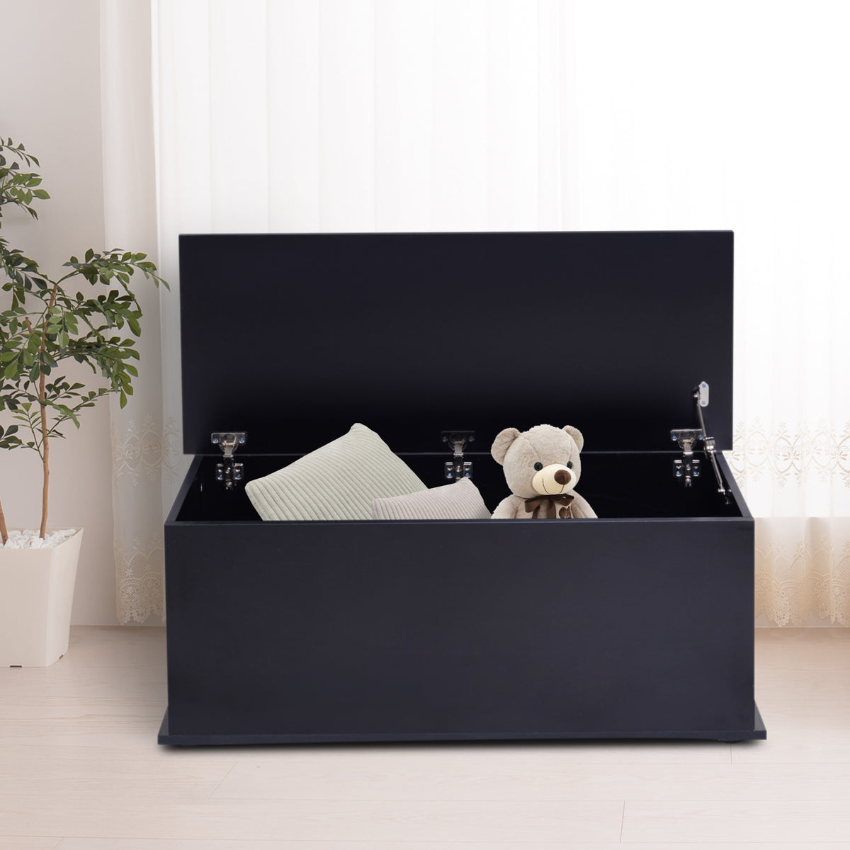 39.5" Storage Chest with 2 Safety Hinges, Storage Box Organizer with Flip-Top Lid, Entryway Storage Bench – view 7