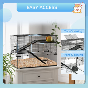Hamster Cage, Gerbil Cage with Glass Basin for Small Hamsters, Black – view 13