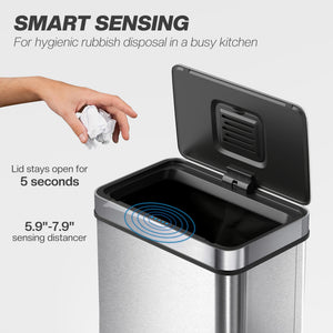 13.2 Gallon Sensor Can, Automatic Garbage Can with Soft-Close Lid, Fingerprint-Proof Stainless Steel, Silver – view 3