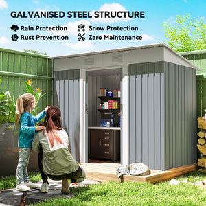 6' x 4' Outdoor Storage Shed, Metal Garden Tool Storage House Organizer with Lockable Sliding Doors and – view 45
