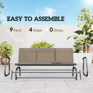 3-Seat Outdoor Glider Chair, Patio Rocking Chair, Steel Frame, Sling Fabric Seat for Garden, Backyard – view 18