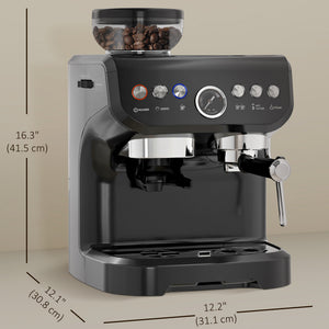 Espresso Machine, 15 Bar Barista Coffee Maker with Milk Frother, Fast Heating, Grinder for Espresso, Latte, Cappuccino