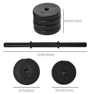 Soozier Adjustable 2 x 22lbs Weight Dumbbell Set for Weight Fitness Training Exercise Fitness Home Gym Equipment, Black (Pair)