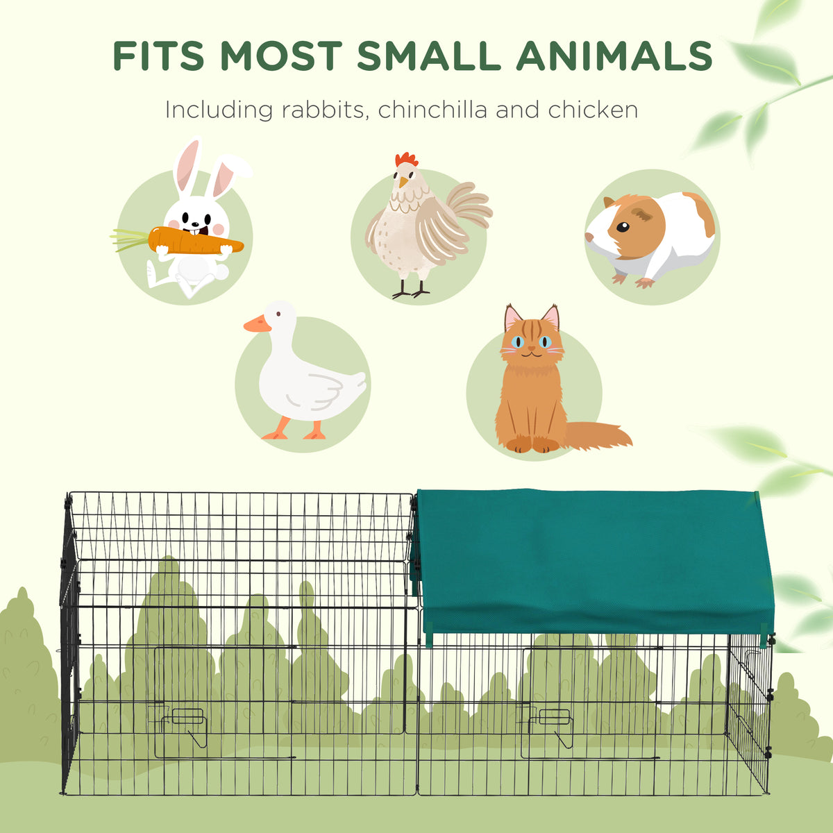 73" Small Animal Cage with Roof, Indoor/Outdoor Use,  for Chicken, Rabbits, Chinchillas
