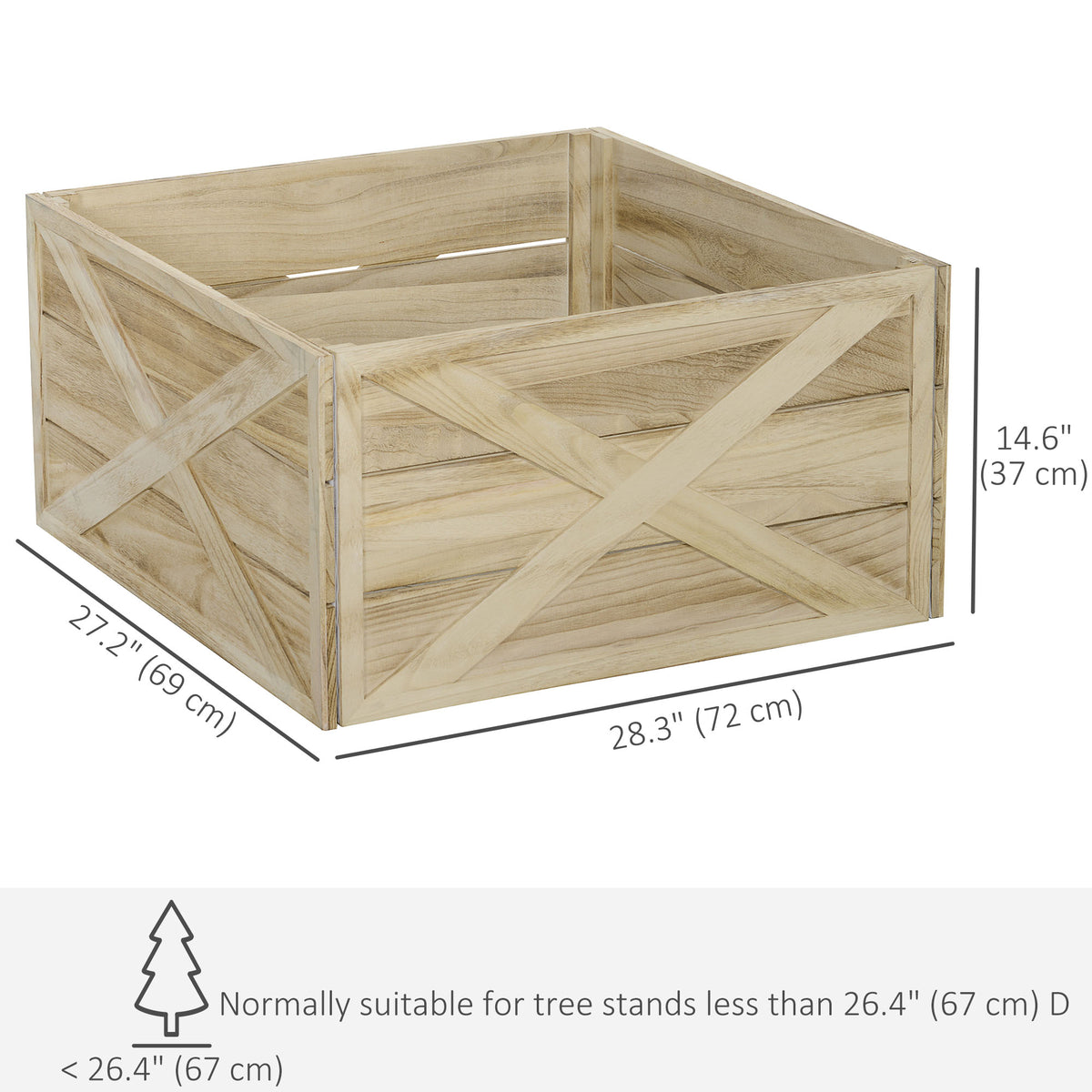 24" Farmhouse Christmas Tree Base Cover Wooden Christmas Tree Collar Box Home Decoration Dark Distressed Wood Finish