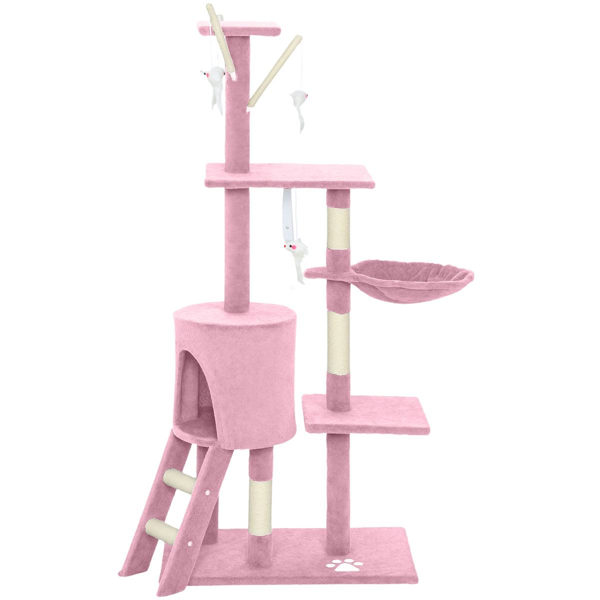 53" Cat Tree Tower, Kitten Activity Centre with Scratching Posts, Condo, Perches, Ladder, Hammock – view 36
