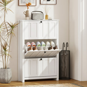 Slim Shoe Cabinet with 3 Flip Drawers, Shoe Storage Cabinet with Adjustable Shelves for Entryway – view 13