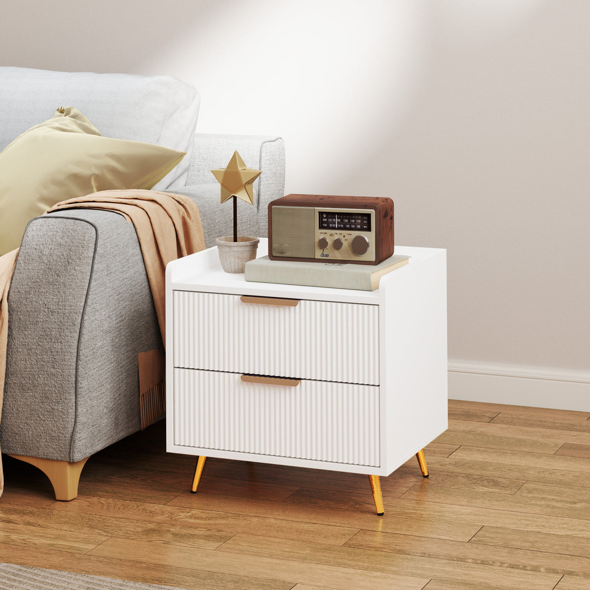 Bedside Table, Nightstand with 2 Drawers, Side End Table with Metal Legs for Bedroom, Black – view 13