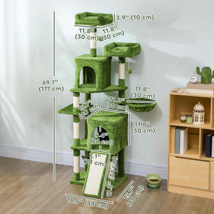 Cat Tree, 70" Multi-Level Cat Tower with 2 Condos, 2 Perches, Hammock, Toy Balls – view 9