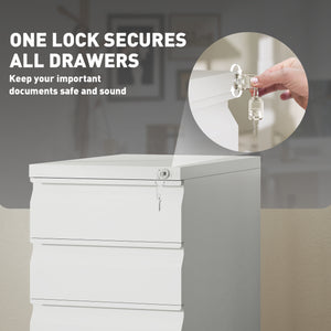 3 Drawer Filing Cabinet with Lock, Steel Office Storage Cabinet with Hanging Bar for A4, Legal – view 12