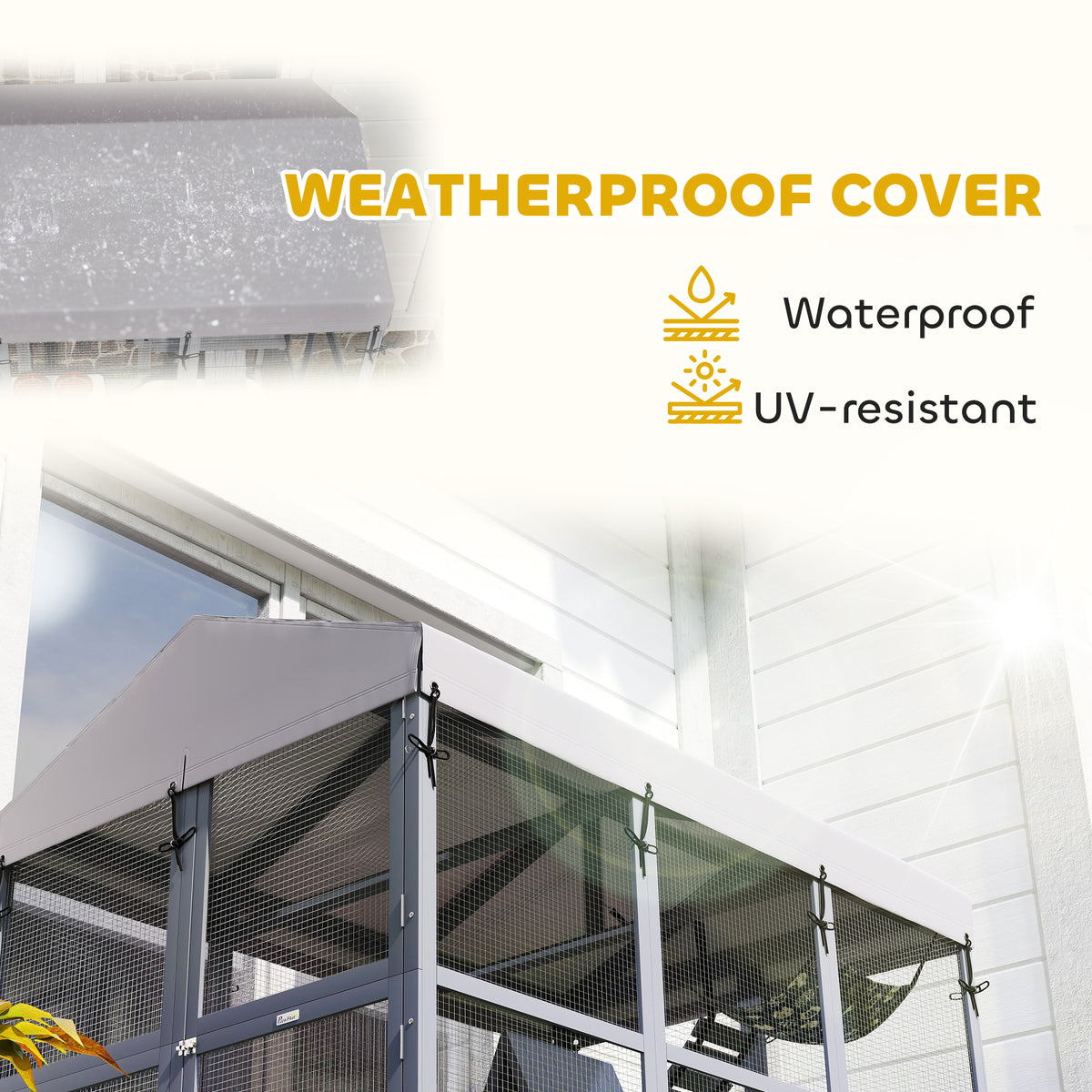 81"H Catio Outdoor with Floor to Prevent Escaping & Easy Cleaning, for 2-4 Cats Kittens, Grey – view 5