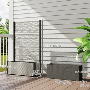 Wicker Outdoor Planter with Trellis, 58" Standing Garden Bed with Liner – view 9