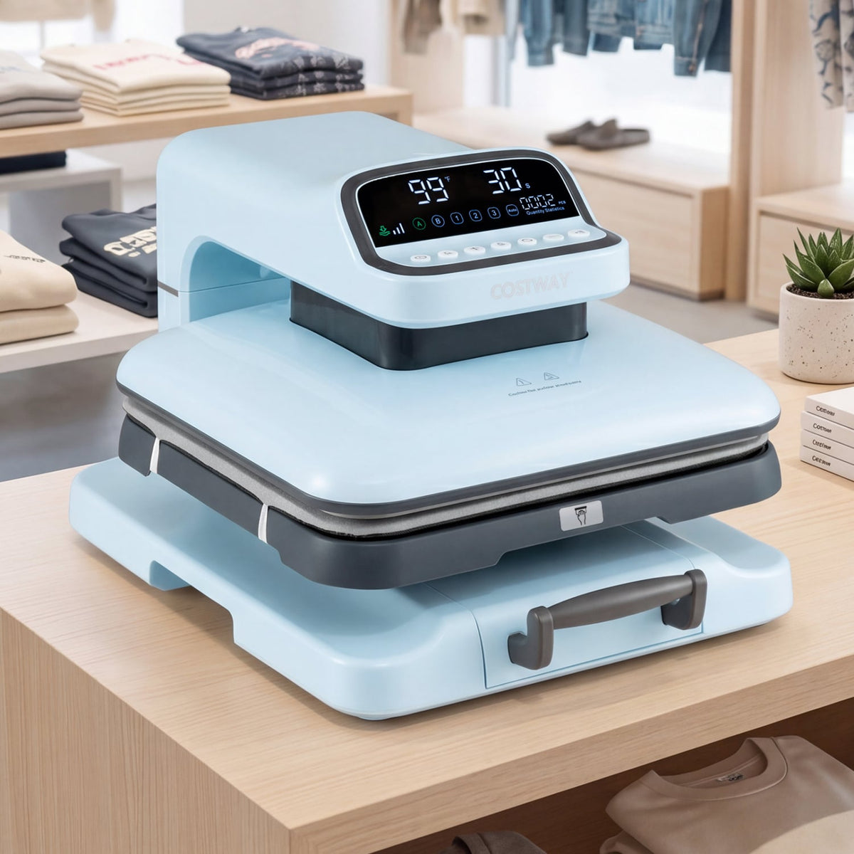 Heat Press Machine with Auto Release for T Shirts-Blue view 2