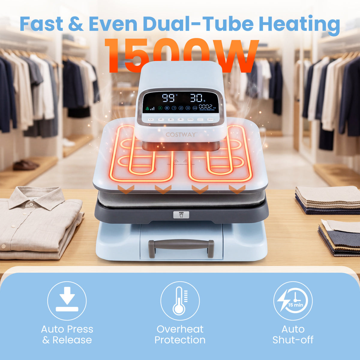 Heat Press Machine with Auto Release for T Shirts-Blue view 7