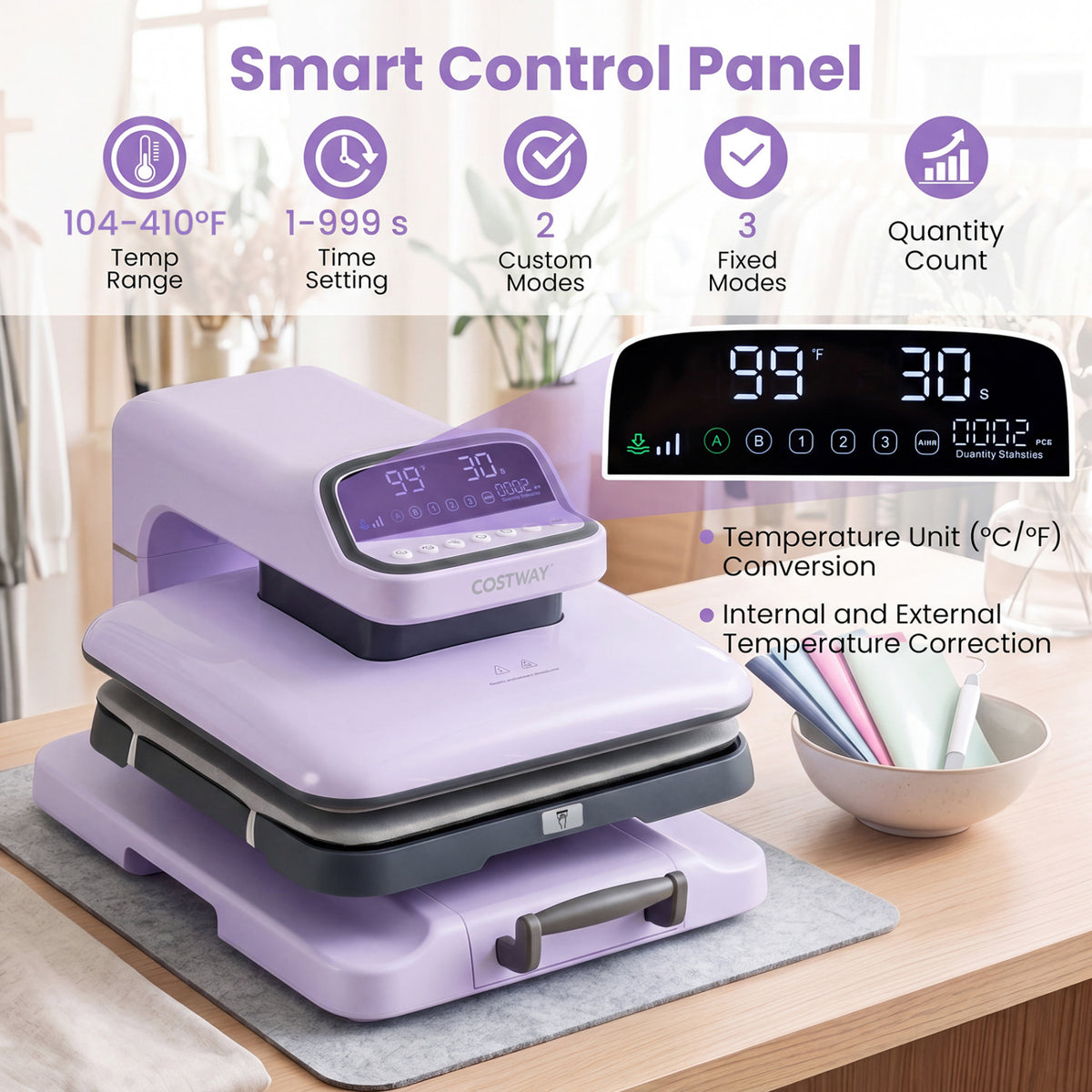 Heat Press Machine with Auto Release for T Shirts-Purple view 8