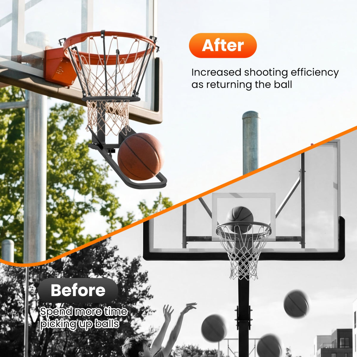 Heavy-Duty Basketball Return Attachment with 6 Sturdy Hooks view 8
