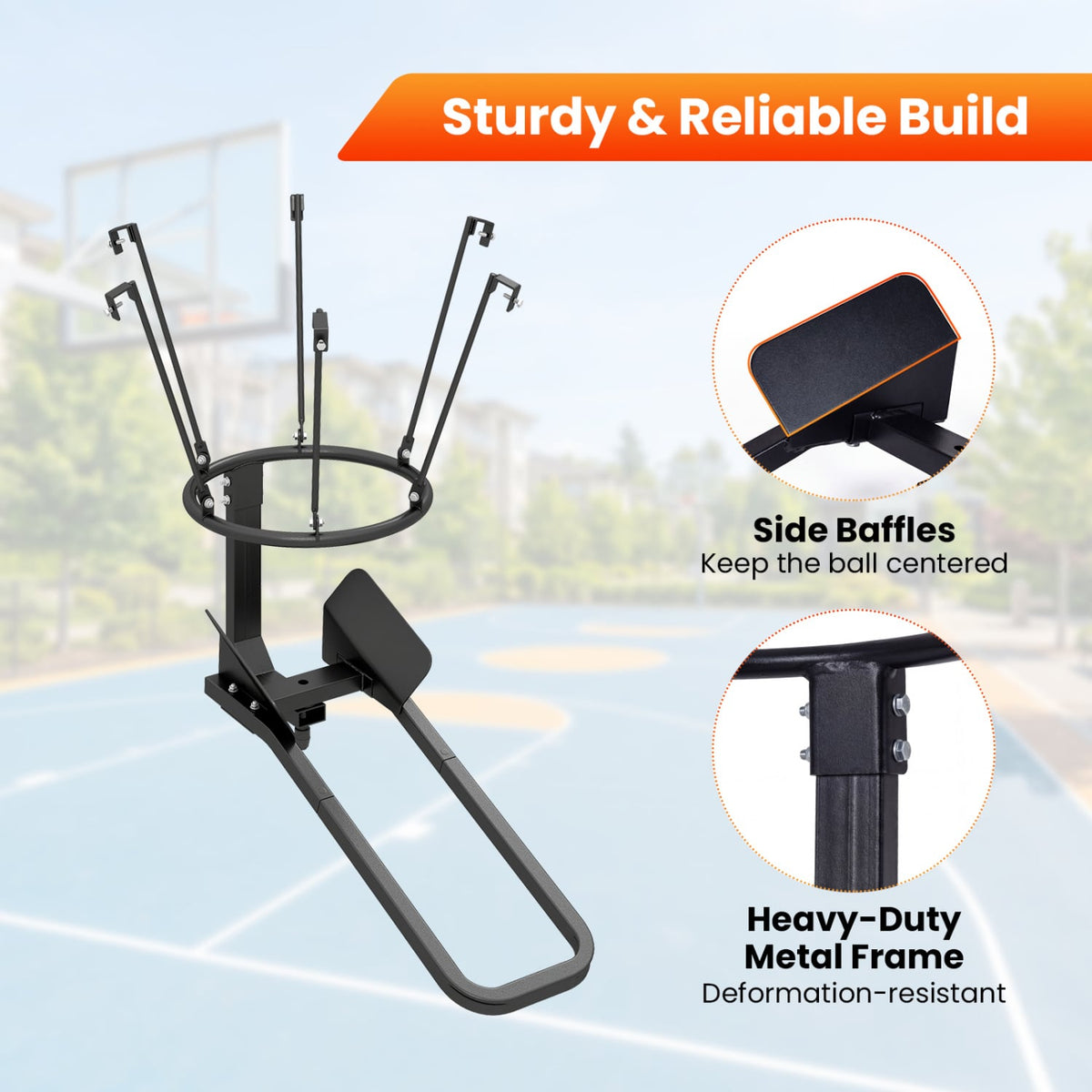 Heavy-Duty Basketball Return Attachment with 6 Sturdy Hooks view 9