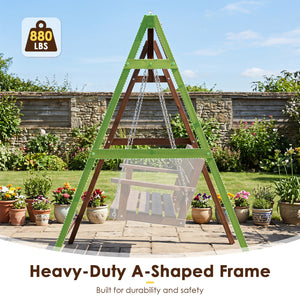 Heavy-Duty Carbonized Fir Wood Swing Frame with Reinforced Bars and 2 Hanging Rings-Brown view 8