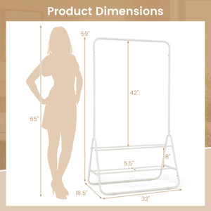 Heavy Duty Clothes Rack with Hanging Rod and Storage Shelves-White view 5