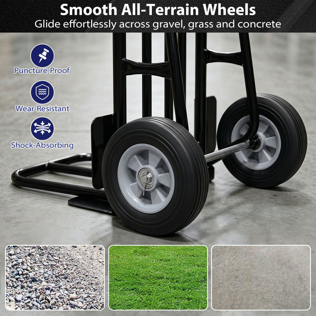 Heavy Duty Hand Truck Dolly with Dual Foldable Nose Plates-Black view 9