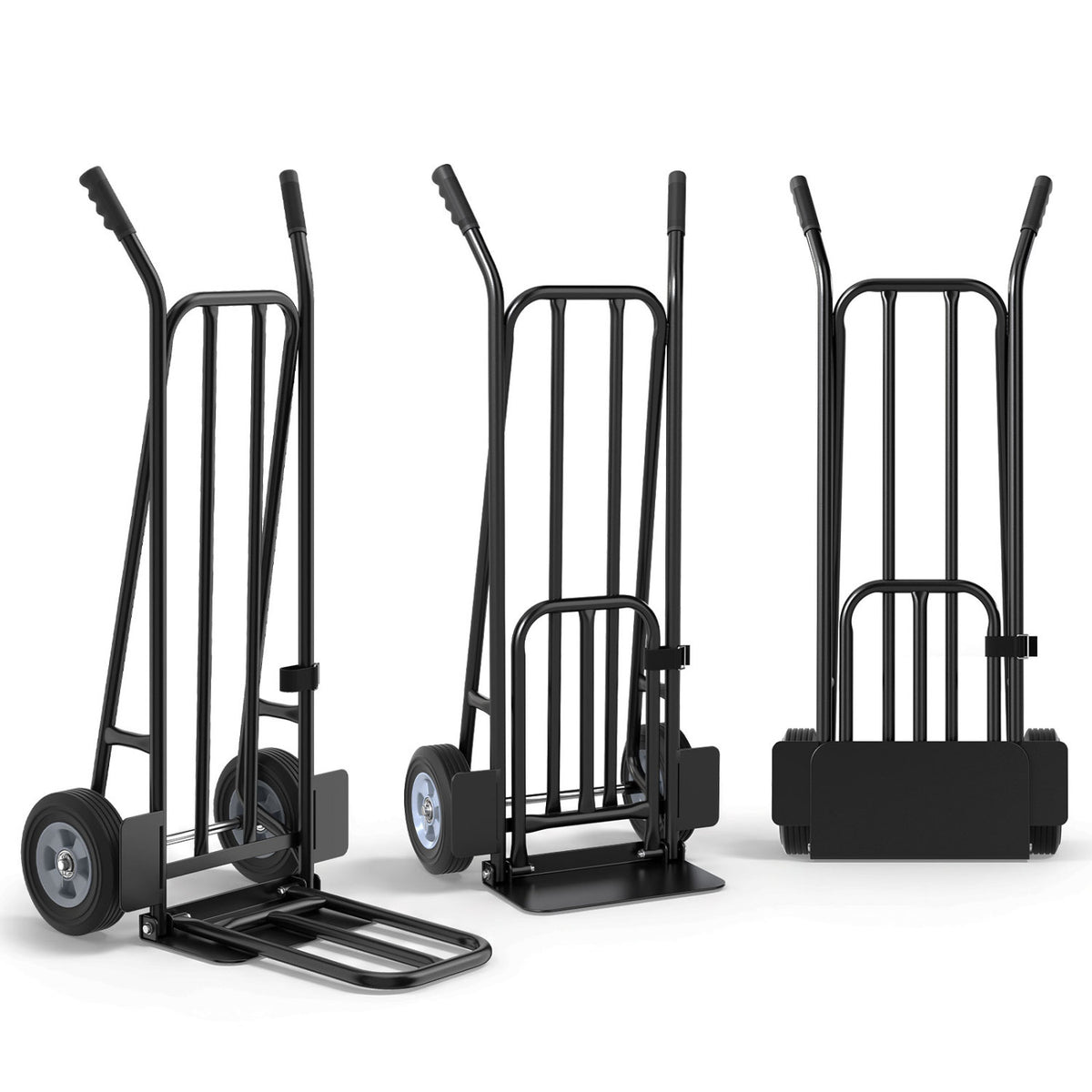 Heavy Duty Hand Truck Dolly with Dual Foldable Nose Plates-Black view 4