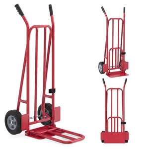 Heavy Duty Hand Truck Dolly with Dual Foldable Nose Plates-Red view 4