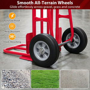 Heavy Duty Hand Truck Dolly with Dual Foldable Nose Plates-Red view 9