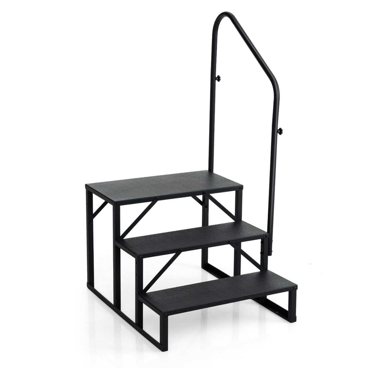 Heavy Duty Hot Tub Stair with Wide Anti-Slip Platforms for Porch and Mobile Home-Black