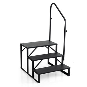 Heavy Duty Hot Tub Stair with Wide Anti-Slip Platforms for Porch and Mobile Home-Black