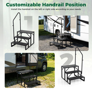 Heavy Duty Hot Tub Stair with Wide Anti-Slip Platforms for Porch and Mobile Home-Black view 8
