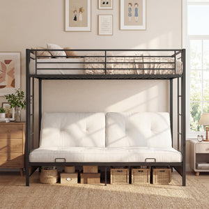 Heavy Duty Metal Bunk Bed Frame with Headboard and Footboard-Rustic Brown view 5