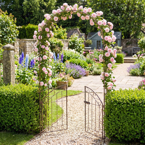 Heavy-Duty Metal Garden Arch with Gate and Safety Latch-Bronze view 3