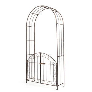 Heavy-Duty Metal Garden Arch with Gate and Safety Latch-Bronze view 4