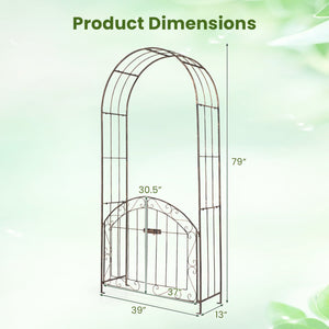 Heavy-Duty Metal Garden Arch with Gate and Safety Latch-Bronze view 5