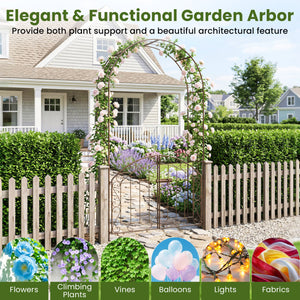 Heavy-Duty Metal Garden Arch with Gate and Safety Latch-Bronze view 6