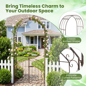 Heavy-Duty Metal Garden Arch with Gate and Safety Latch-Bronze view 9