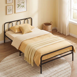 Heavy Duty Metal Twin Foldable Bed Frame with Headboard & Footboard-Black view 2