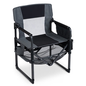 Heavy Duty Outdoor Camping Chair with Cup Holder and Side Pocket-Black