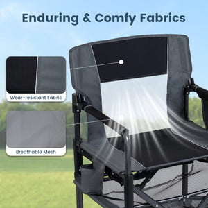 Heavy Duty Outdoor Camping Chair with Cup Holder and Side Pocket-Black view 7