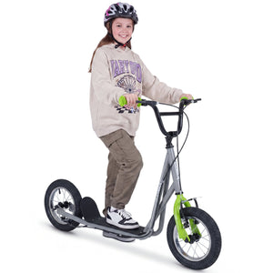 Height Adjustable Kid Kick Scooter with 12 Inch Air Filled Wheel-Grey view 4