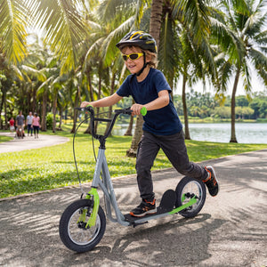 Height Adjustable Kid Kick Scooter with 12 Inch Air Filled Wheel-Grey view 2