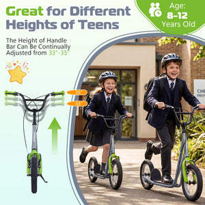 Height Adjustable Kid Kick Scooter with 12 Inch Air Filled Wheel-Grey view 7